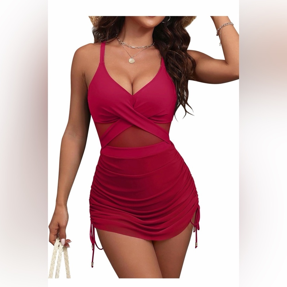 🆕 Mesh One Piece Swimsuit Modest Tummy Control Bathing Suit
